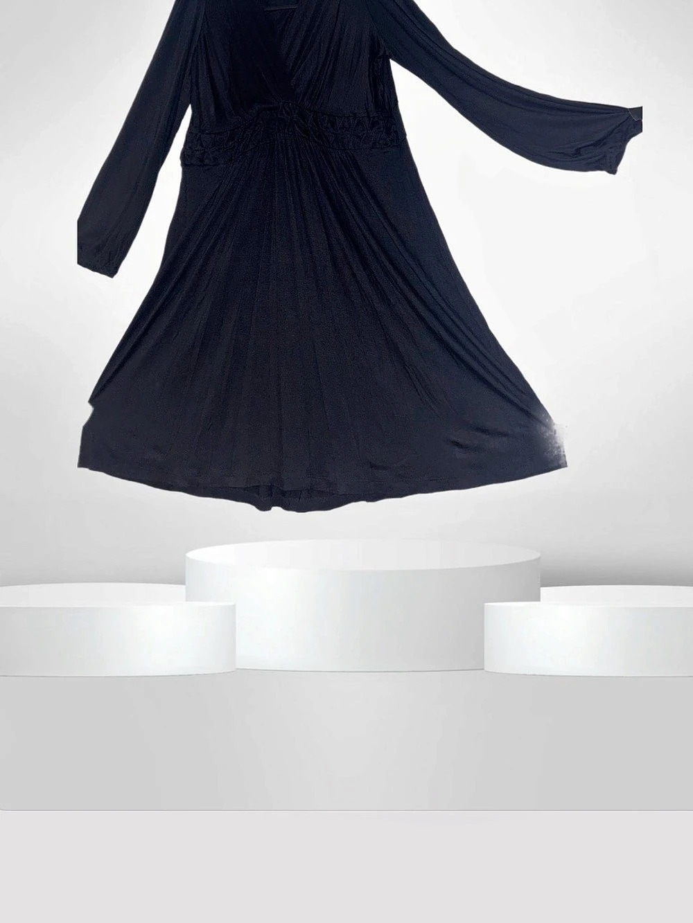 Black Long Sleeve Midi Dress - Picture 4 of 6